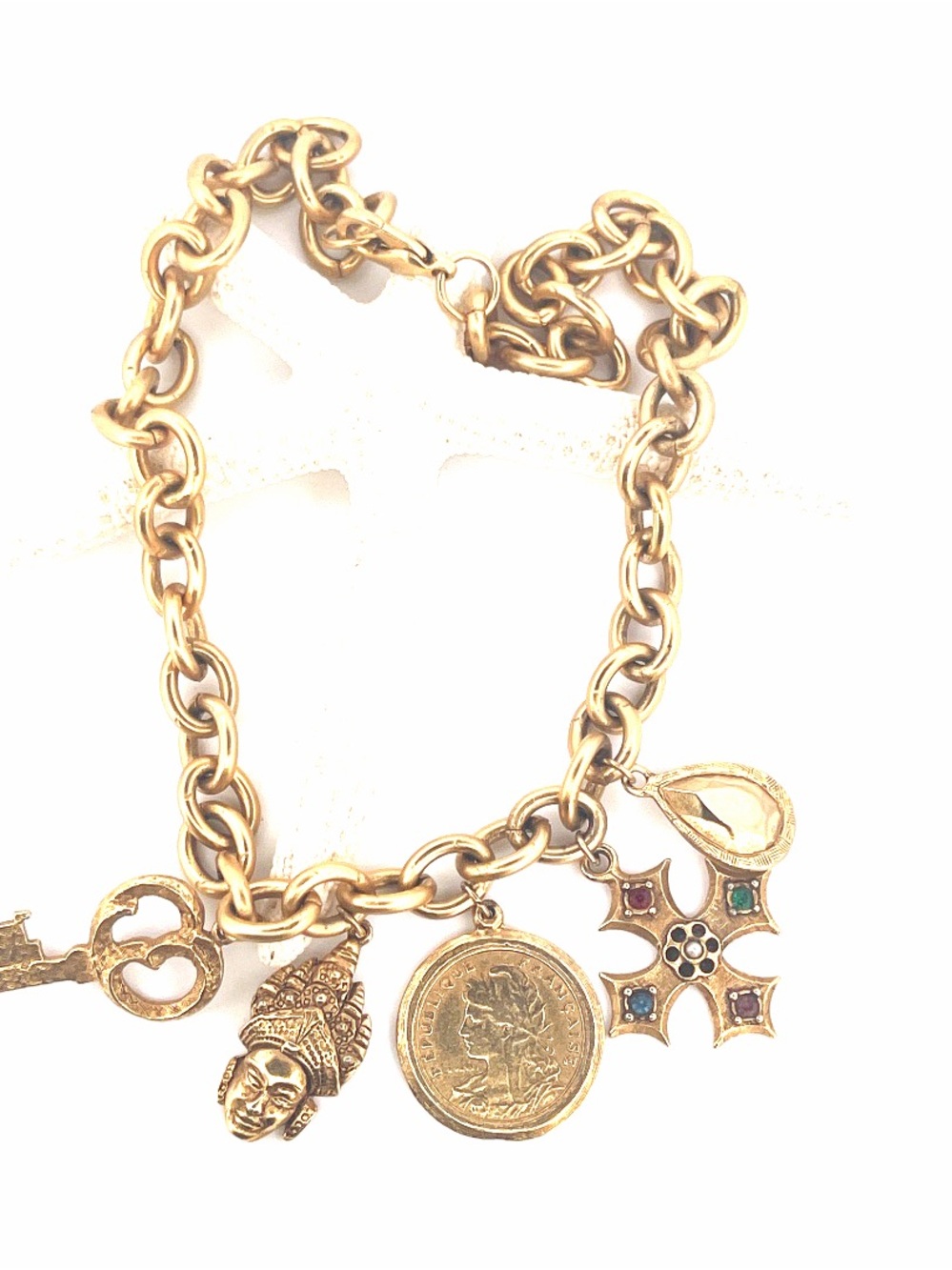 Gold-Tone Multi Charm Statement Necklace - Women's Jewelry